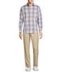 Rowm Rec + Relax Long Sleeve Performance Large Light Multi Plaid Pattern Shirt, Color:White/Blue Multi - Image 3