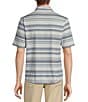 Rowm Rec + Relax Short Sleeve Horizontal Stripe Print Knit Button-Front Shirt, Color:White - Image 2
