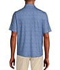 Color:Light Blue - Image 2 - Rec & Relax Short Sleeve Mini Wave Print Coat Front Shirt