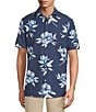 Rowm Rec + Relax Short Sleeve Performance Bloom Print Shirt, Color:Navy - Image 1