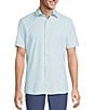 Rowm Rec + Relax Short Sleeve Performance Geo Print Shirt, Color:Frosted Blue - Image 1