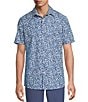 Rowm Rec + Relax Short Sleeve Performance Medium Floral Print Shirt, Color:Blue - Image 1