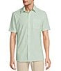 Color:Aqua - Image 1 - Rec & Relax Short Sleeve Performance Solid Point Collar Shirt