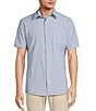 Color:Light Blue - Image 1 - Rec & Relax Short Sleeve Performance Solid Point Collar Shirt