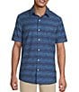 Rowm Rec + Relax Short Sleeve Performance Stripe Pattern Shirt, Color:Navy - Image 1