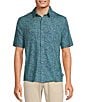 Color:Aqua - Image 1 - Rec & Relax Short Sleeve Wave Print Coat Front Shirt