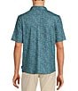 Color:Aqua - Image 2 - Rec & Relax Short Sleeve Wave Print Coat Front Shirt