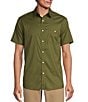 Color:Green - Image 1 - Short Sleeve Geometric Leaf Print Shirt
