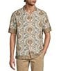 Rowm Short Sleeve Hemp Palm Print Button Front Shirt - Image 1