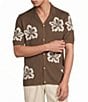 Rowm Short Sleeve Jacquard Button Front Sweater Knit Shirt - Image 1