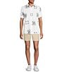 Rowm Short Sleeve Large Medallion Print Shirt, Color:White - Image 3