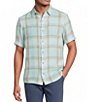 Rowm Short Sleeve Plaid Herringbone Button Front Shirt - Image 1