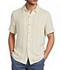 Rowm Short Sleeve Solid Herringbone Button Front Shirt - Image 1
