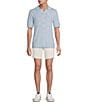 Rowm Short Sleeve Solid Jacquard Johnny Collar Knit Shirt - Image 3