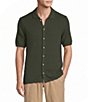 Rowm Short Sleeve Solid Slub Button Front Sweater Knit Shirt - Image 1