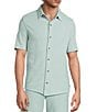 Rowm Short Sleeve Textured Solid Button Front Shirt - Image 1
