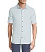 Rowm Short Sleeve Textured Solid Button Front Shirt - Image 1