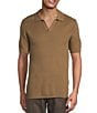 Rowm Short Sleeve Textured Solid Knit Sweater Shirt, Color:Brown - Image 1