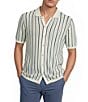 Rowm Short Sleeve Textured Stripe Sweater Button Front Shirt - Image 1