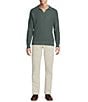 Rowm Textured Johnny Collar Sweater, Color:Green - Image 3