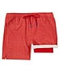 Color:Chili Red - Image 4 - Textured Solid 6#double; Inseam Swim Trunk