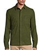 Color:Olive - Image 1 - The Camper Solid Waffle Long Sleeve Button Front Shirt