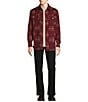 Color:Red - Image 3 - The Lodge Collection Long Sleeve Jacquard Patchwork Shirt Jacket