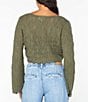 Roxy Beach Bound Crocheted Cropped Cardigan Sweater Top, Color:Four Leaf - Image 2