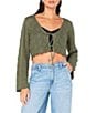 Roxy Beach Bound Crocheted Cropped Cardigan Sweater Top - Image 1
