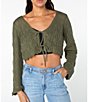 Roxy Beach Bound Crocheted Cropped Cardigan Sweater Top - Image 5