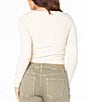 Roxy Cuddle Up Long Sleeve Button-Front Cropped T-Shirt, Color:Parchment - Image 2