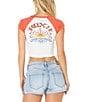 Roxy Garrett Wave Color Blocked Raglan Sleeve Cropped T-Shirt - Image 1