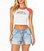 Roxy Garrett Wave Color Blocked Raglan Sleeve Cropped T-Shirt - Image 2