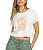 Color:Snow White - Image 1 - Hibiscus Paradise Cropped Graphic T-Shirt