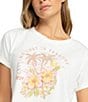 Color:Snow White - Image 3 - Hibiscus Paradise Cropped Graphic T-Shirt
