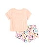 Color:Assorted - Image 2 - Little Girls 2T-6X Short Sleeve Slub Jersey Top & Floral French Short Set