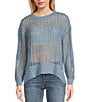 Roxy Long Sleeve Flipside Textured Boucle Knit Sweater, Color:Captain Blue - Image 1