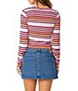 Roxy Long Sleeve Stripe Button Terrace Crop Top - Image 2
