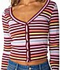 Roxy Long Sleeve Stripe Button Terrace Crop Top - Image 4