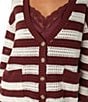 Roxy Long Sleeve Stripe V-Neck Button Tamarindo Cardigan - Image 4