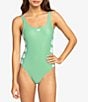 Color:Zephyr Green - Image 1 - OG Roxy Tank Floral Sides Scoop Neck Plunge Back One Piece Swimsuit