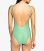 Color:Zephyr Green - Image 2 - OG Roxy Tank Floral Sides Scoop Neck Plunge Back One Piece Swimsuit