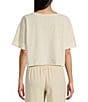 Roxy Palm Stripe Short Sleeve Cropped Graphic T-Shirt, Color:Egret - Image 2