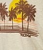 Roxy Palm Stripe Short Sleeve Cropped Graphic T-Shirt, Color:Egret - Image 4