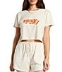 Color:Tapioca - Image 1 - Retro Roxy Stack CBT Graphic Crop T-Shirt