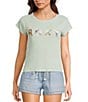 Roxy Roxy Patchwork 90s Baby Rib T-Shirt, Color:Cameo Green - Image 1