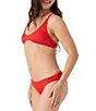 Roxy Solid Rib Texture Scoop Neck Bralette Swim Top & Rib Texture Low Rise Hipster Swim Bottom - Image 3