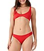 Roxy Solid Rib Texture Scoop Neck Bralette Swim Top & Rib Texture Low Rise Hipster Swim Bottom - Image 1