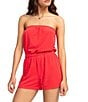 Color:Hibiscus - Image 1 - Special Feeling Bandeau Terry Swim Cover-Up Romper