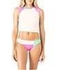 Roxy Surf City Color Block Crew Neck Crop Rashguard Swim Top, Color:Multi - Image 4
